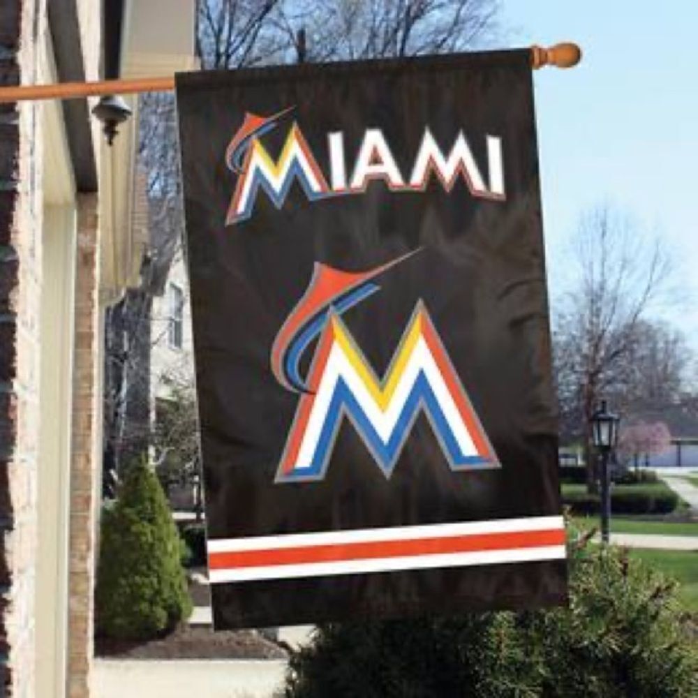 MLB Miami Marlins Applique Banner 28" x 44" Embellished Double-Sided Flag NWT